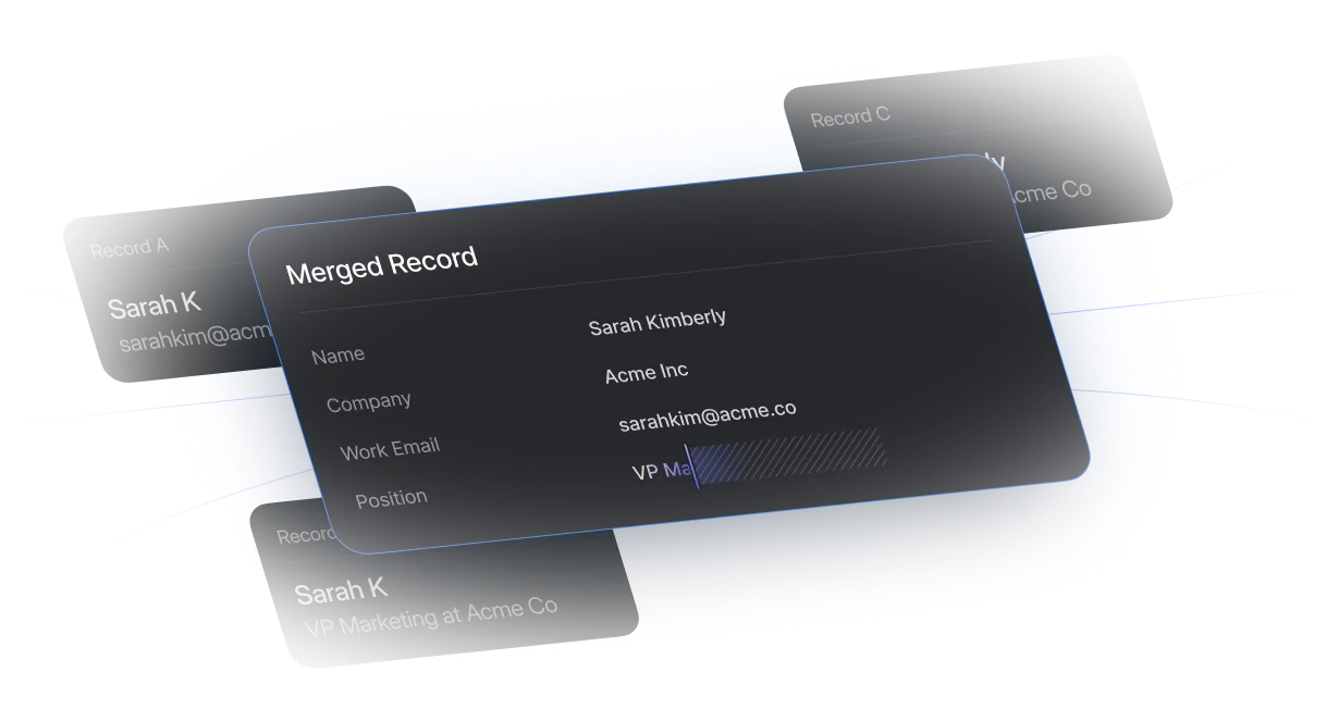 Contact records merging into a single trusted record