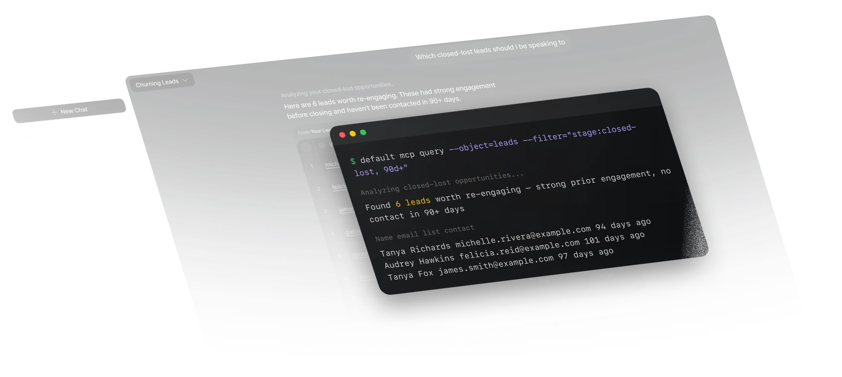 Default app with a terminal running a default mcp query